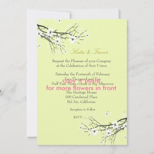 Invitations de White Sakura en fleurs (Dos)