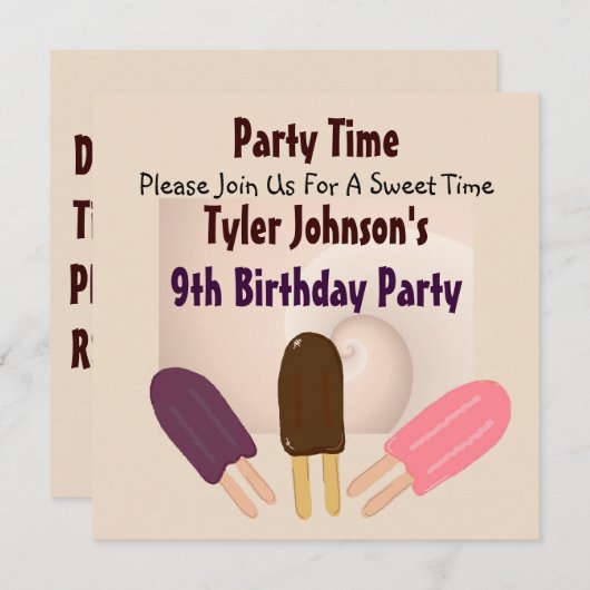 Invitations de Yummy Popsicle (Devant / Derrière)