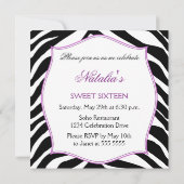 Invitations de zebra Sweet sixteen Purple Lace (Dos)