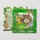 Invitations de ZOO de jungle de BABY SHOWER (Devant / Derrière)