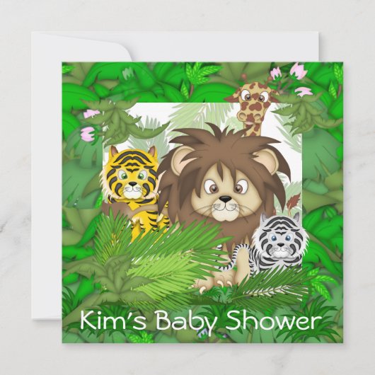Invitations de ZOO de jungle de BABY SHOWER (Devant)