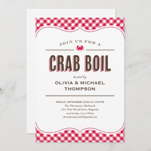 Invitations d'ébullition de crabe (Devant / Derrière)