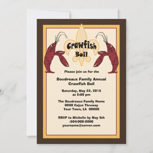 Invitations d'ébullition d'écrevisses de Cajun (Devant)