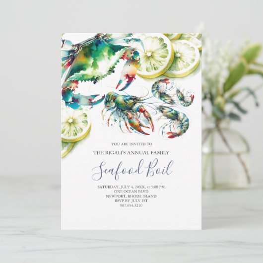 Invitations d'ébullition des fruits de mer (Debout devant)