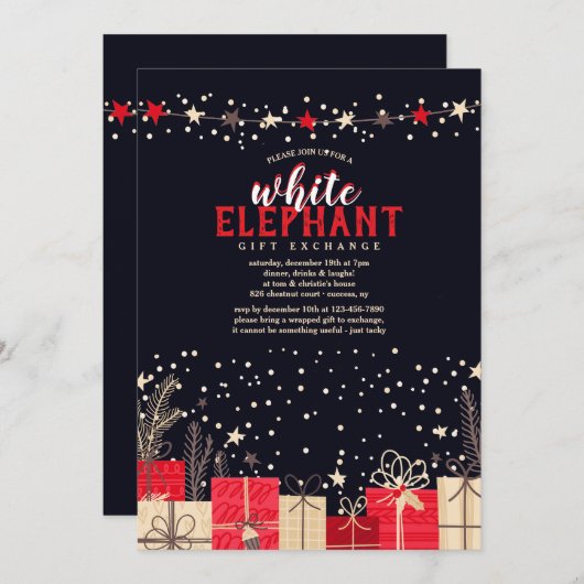 Invitations d'échange de cadeaux (Devant / Derrière)