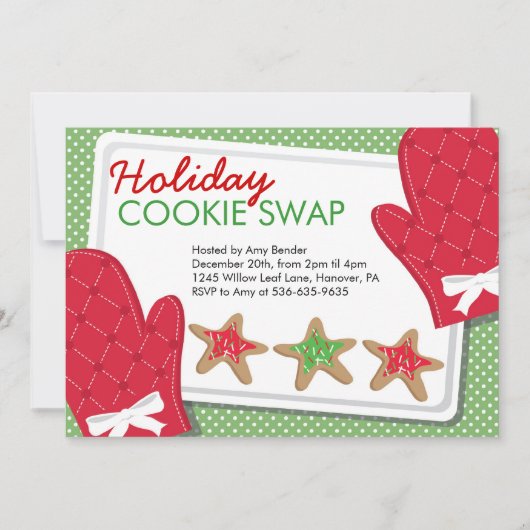 Invitations d'échange de cookies de Noël (Devant)
