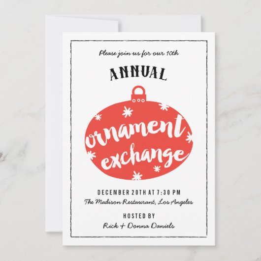 Invitations d'échange d'ornements de Noël (Devant)