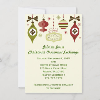 Invitations d'échange d'ornements de Noël