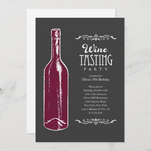 Invitations d'échantillon de vin (Devant / Derrière)