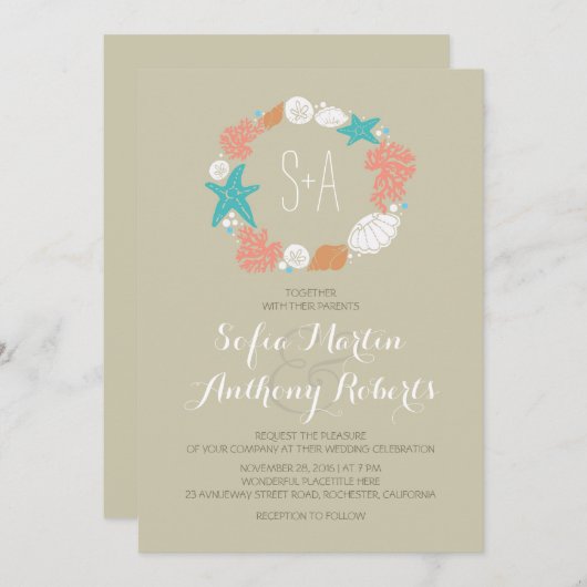 invitations décontractées à mariage sur la plage (Devant / Derrière)