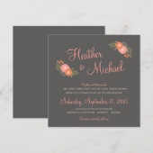 Invitations Décontractées de mariage florales rust (Devant / Derrière)