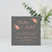Invitations Décontractées de mariage florales rust (Debout devant)
