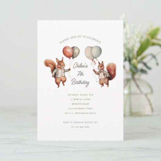 Invitations d'écureuil d'anniversaire (Debout devant)