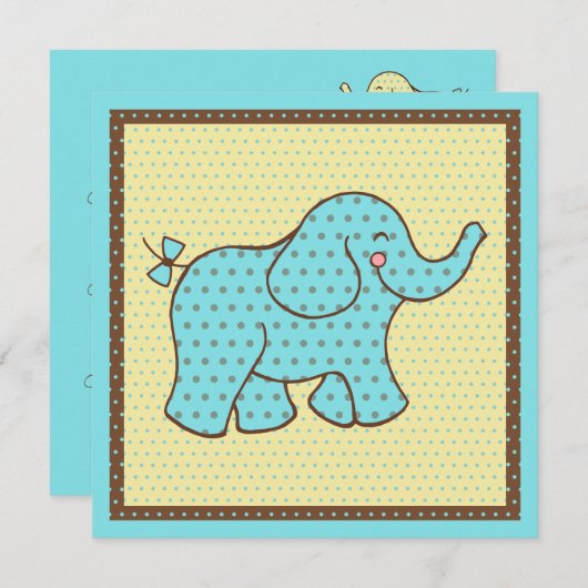 Invitations d'éléphants de bébé (Devant / Derrière)