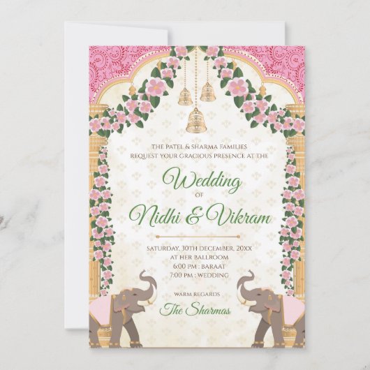Invitations d'éléphants et invitations de mariage  (Devant)