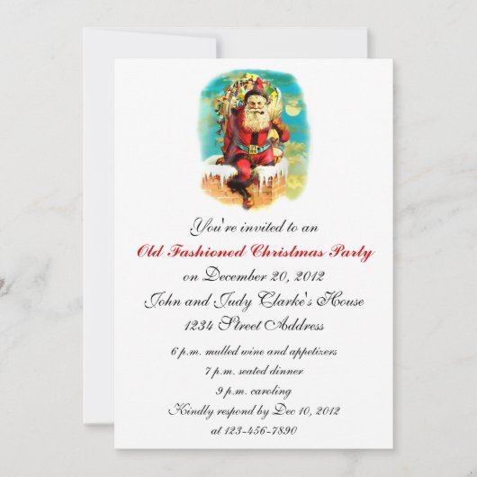 Invitations démodées de fête de Noël (Devant)