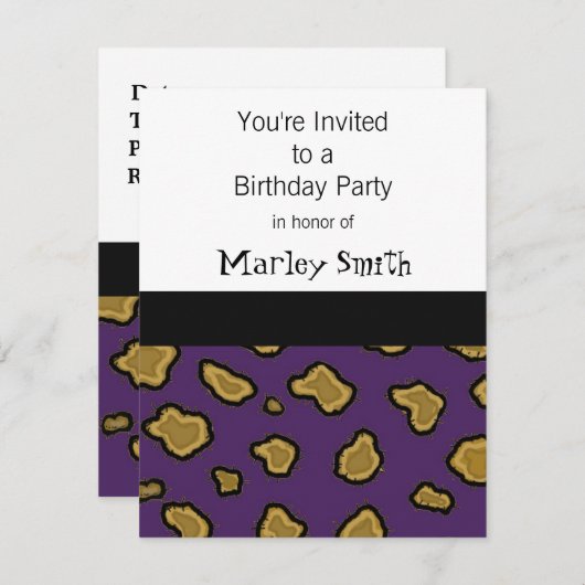 Invitations d'Empreinte de léopard violet (Devant / Derrière)