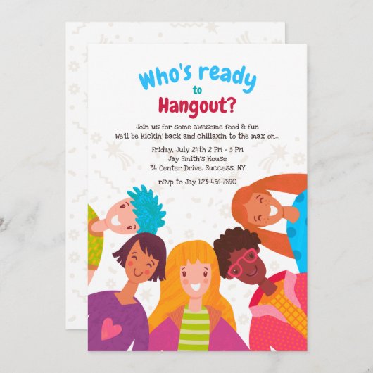 Invitations d'enfants souriants (Devant / Derrière)