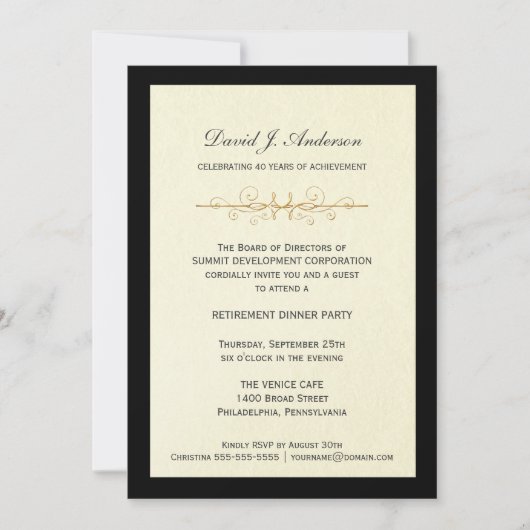 Invitations d'entreprise de partie de retraite (Devant)