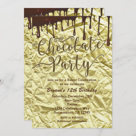 Invitations d'éplucheur à huile de Faux Gold Party (Devant / Derrière)