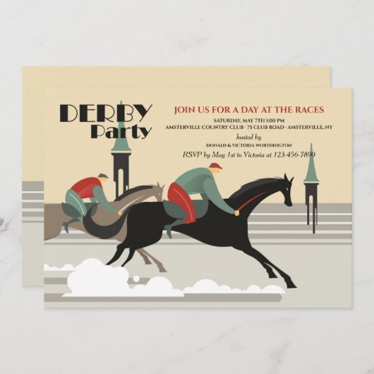 Invitations Derby Party (Devant / Derrière)