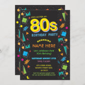 Invitations des années 80 à la fête d'anniversaire (Devant / Derrière)