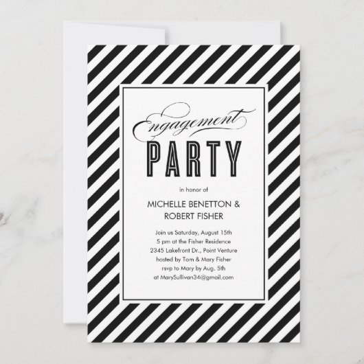 Invitations des parties d'engagement noir et blanc (Devant)