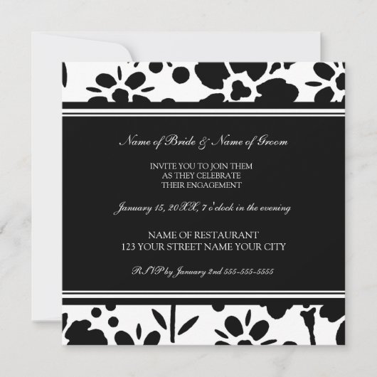 Invitations des parties d'engagement noir et blanc (Devant)