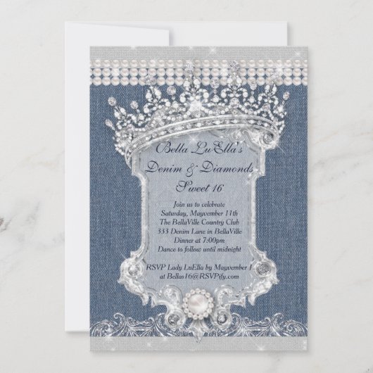 Invitations des parties Denim et Diamonds (Devant)