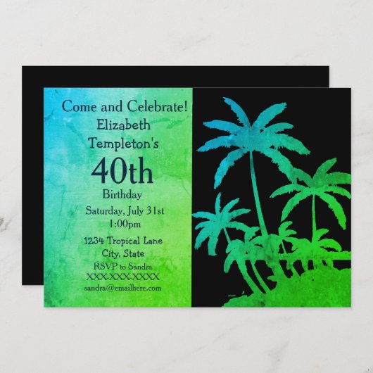 Invitations d'été tropicales (Devant / Derrière)