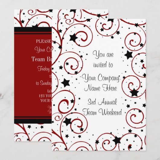 Invitations d'événements de création d'équipe d'en (Devant / Derrière)