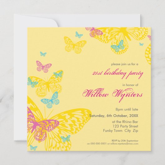 INVITATIONS d'événements spéciaux :: papillons 6SQ (Devant)
