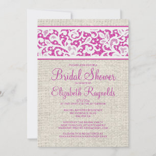 Invitations d'Fête de l'mariée Fuchsia Rustic Burl