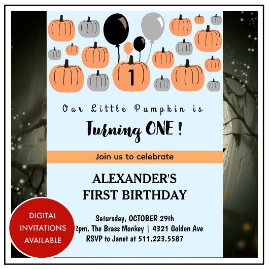 Invitations d'Halloween 1er anniversaire octobre p
