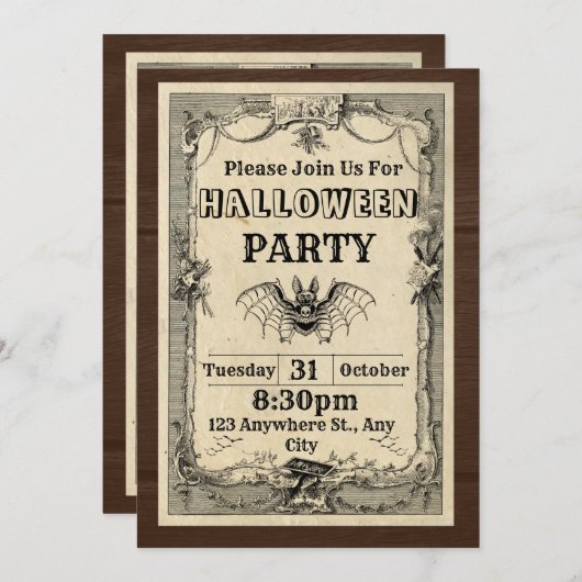 Invitations d'Halloween 2024 (Devant / Derrière)