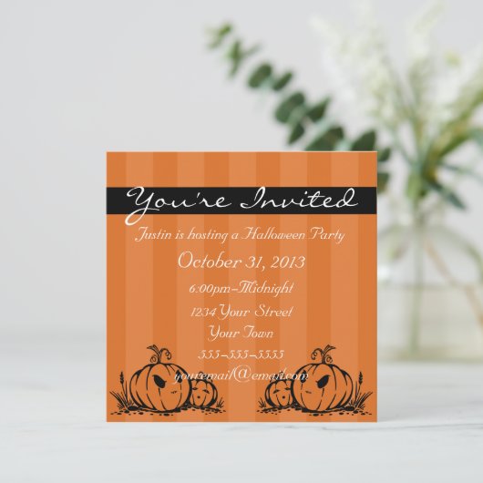 Invitations d'Halloween à thème citrouille (Debout devant)