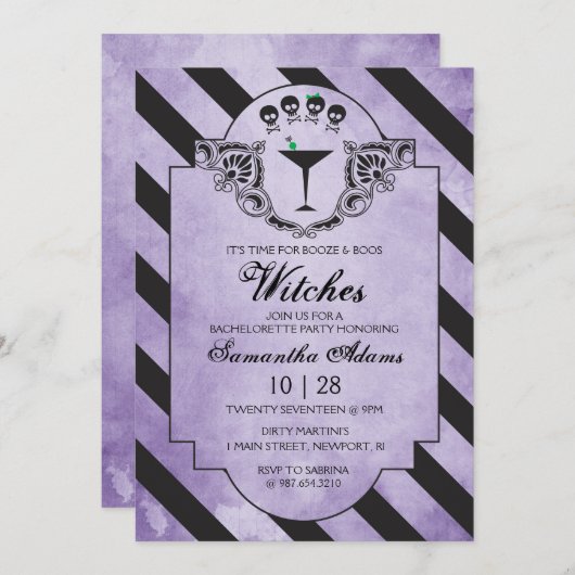 Invitations d'Halloween adulte Noir gothique (Devant / Derrière)