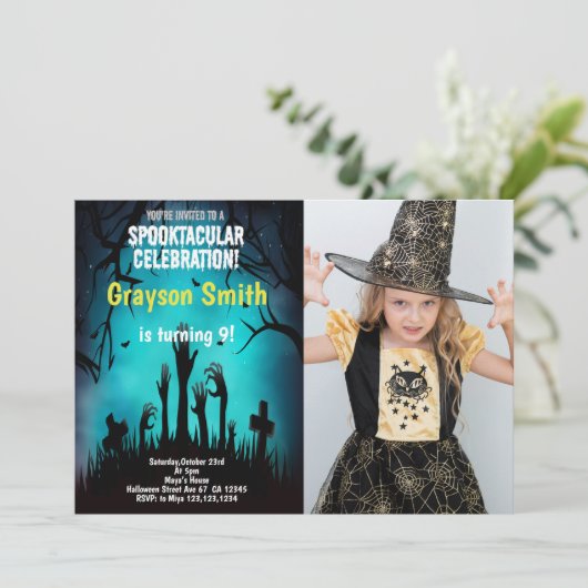Invitations d'Halloween avec photo (Debout devant)