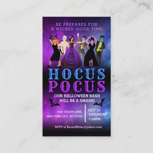 Invitations d'Halloween Cartes de visite (Devant)