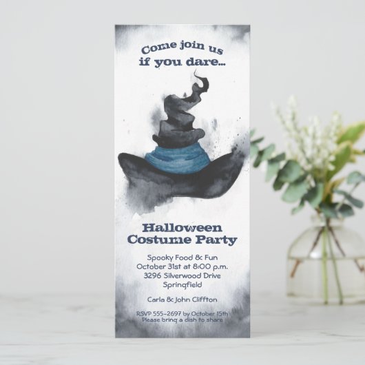 Invitations d'Halloween Casquette noir de sorcière (Debout devant)