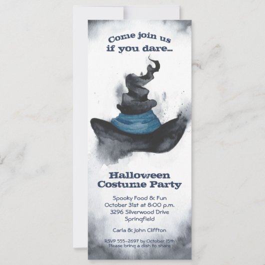 Invitations d'Halloween Casquette noir de sorcière (Devant)