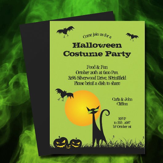 Invitations d'Halloween Chats et chauves-souris no