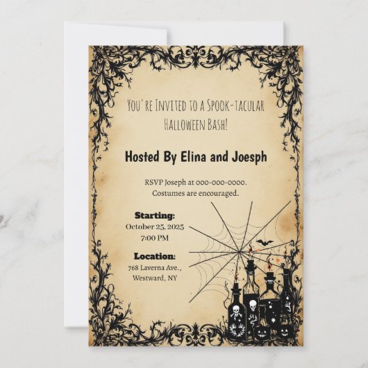 Invitations d'Halloween de Silhouette Parchment (Devant)