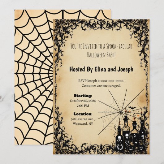 Invitations d'Halloween de Silhouette Parchment (Devant / Derrière)