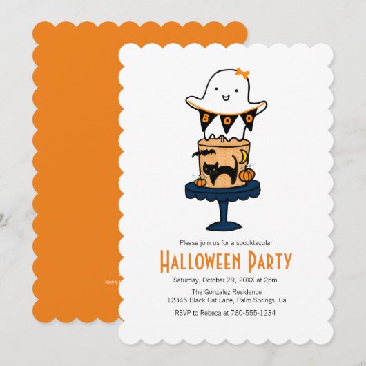 Invitations d'Halloween fantômes (Devant / Derrière)