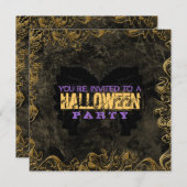 Invitations d'Halloween Gold Frame (Devant / Derrière)
