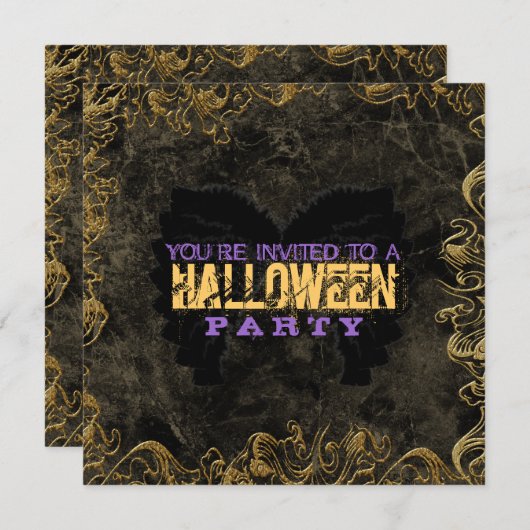 Invitations d'Halloween Gold Frame (Devant / Derrière)