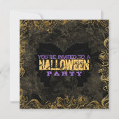 Invitations d'Halloween Gold Frame (Devant)