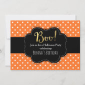 Invitations d'Halloween Polka Orange et Blanc (Devant)