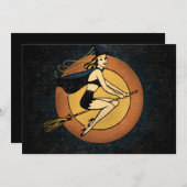Invitations d'Halloween Sorcière Retro (Devant / Derrière)